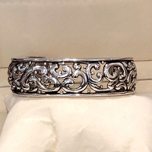 Barse Sterling Silver Scroll Cuff & Vintage Sterling Silver Modern Style Cuff - Picture 6 of 16